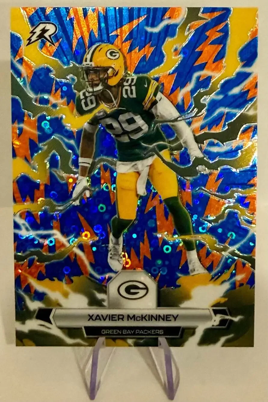 Xavier McKinney 2025 Topps Resurgence Green Bay Packers Blue & Orange Spark